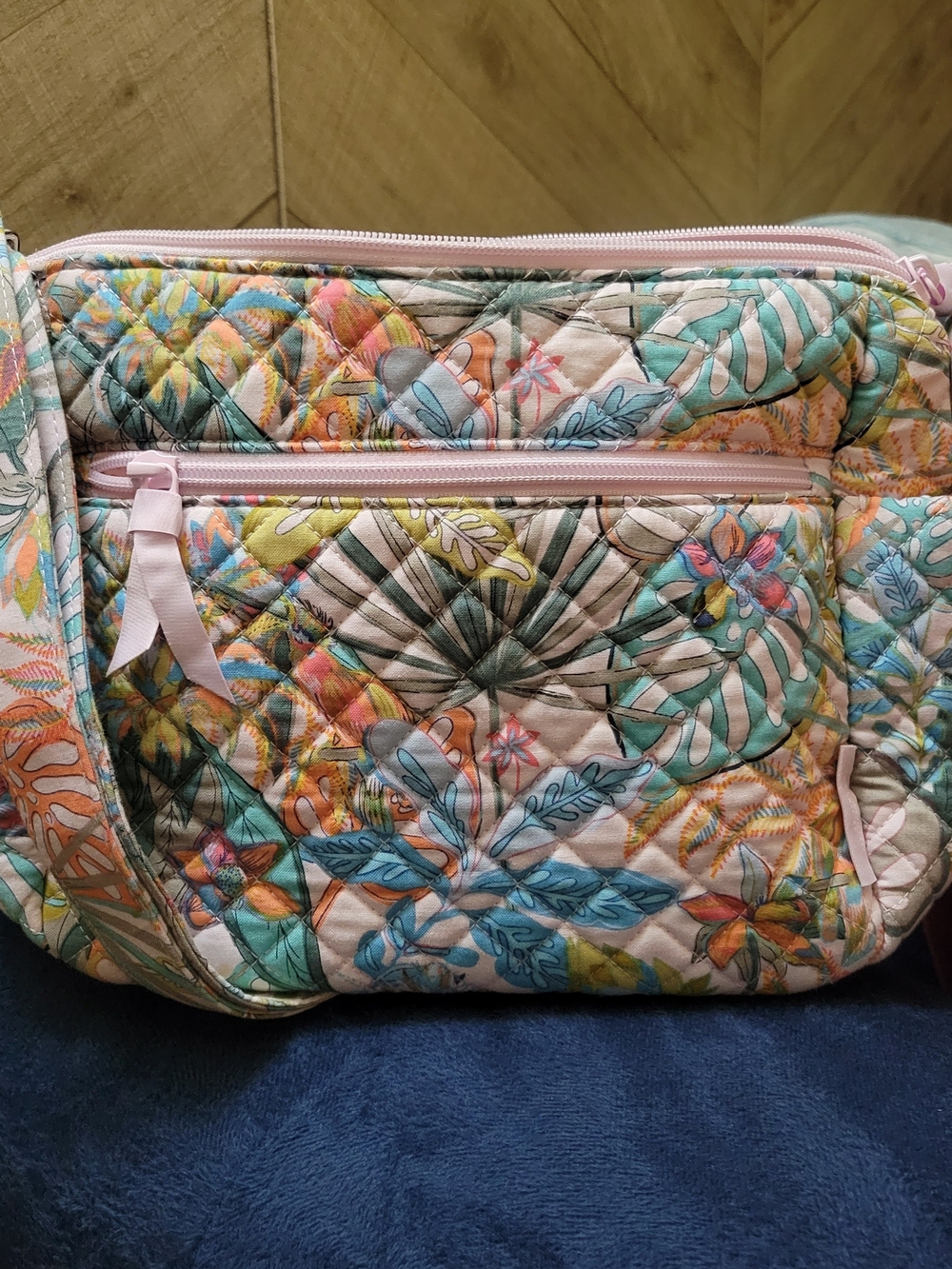 Vera Bradley Utility Crossbody Bag "Rain Forest Canopy" Quilted Pattern